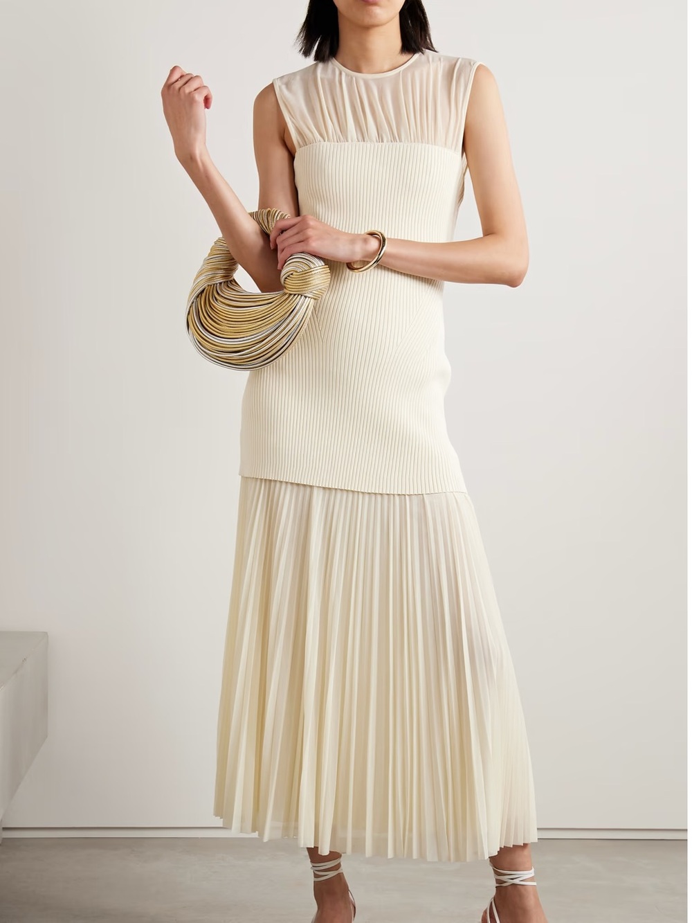 NWT Proenza Schouler Niki Dress in Sheer Jersey in Color Ecru Size 4